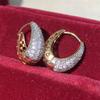 ZAKOL Hip Hop Fashion Gold Color Hoop Earrings for Girls Delicate Geometric Shiny Zirconia Party Zircon Women's Accessories