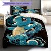 Squirtle Cartoon-Muster Bettwäsche Heimdekoration Geburtstagsgeschenk (1 Bettbezug + 2 Kissenbezüge, ohne Füllung)