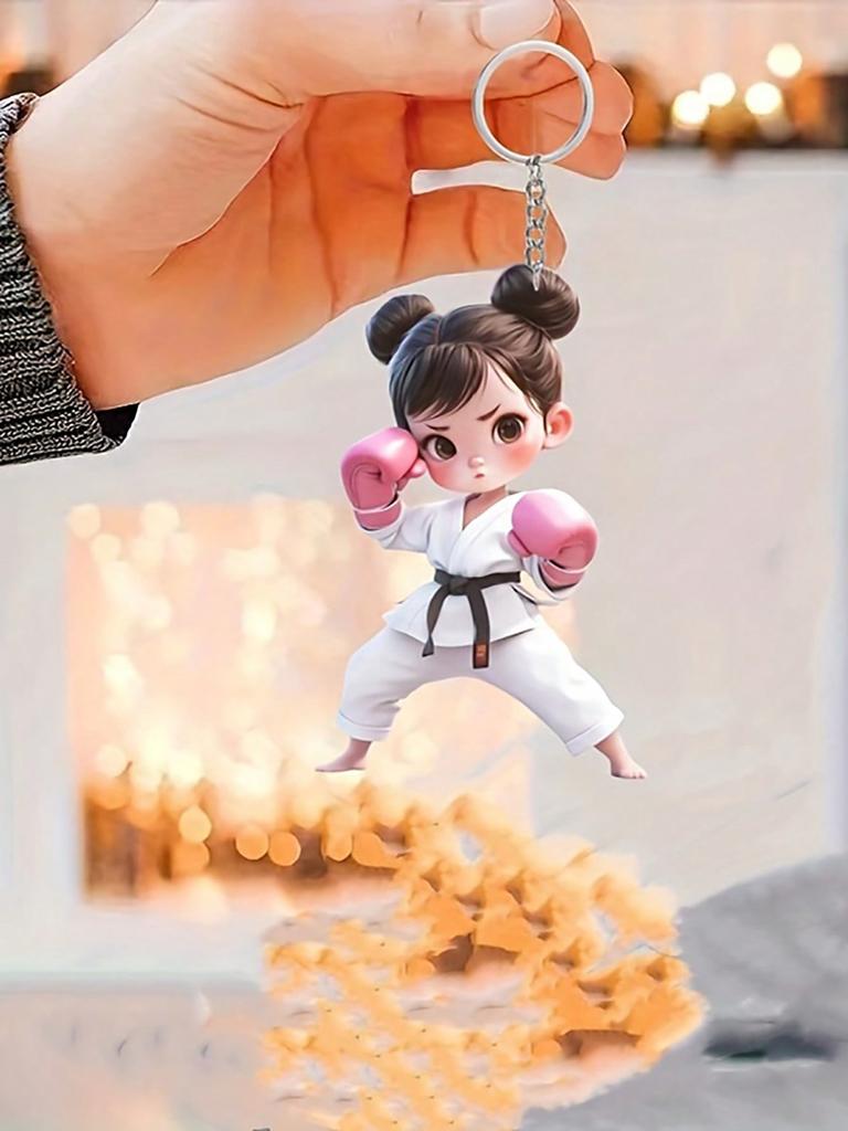 Cute Acrylic Girl Boxer Keychain - Perfect for Thanksgiving Gift | DIY Holiday Decoration, Suitable for Backpack Accessories