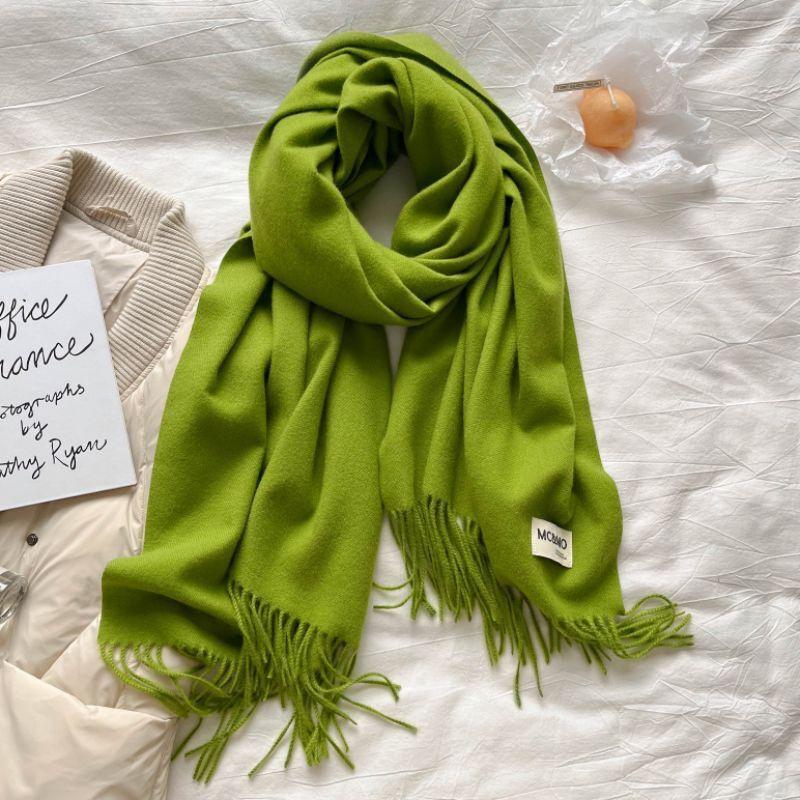 Winter Cashmere Solid Color Pashmina Tassel Scarf for Women Warm Scarves Wraps Girls Thicken Warm Shawl Wrap Echarpe Stole