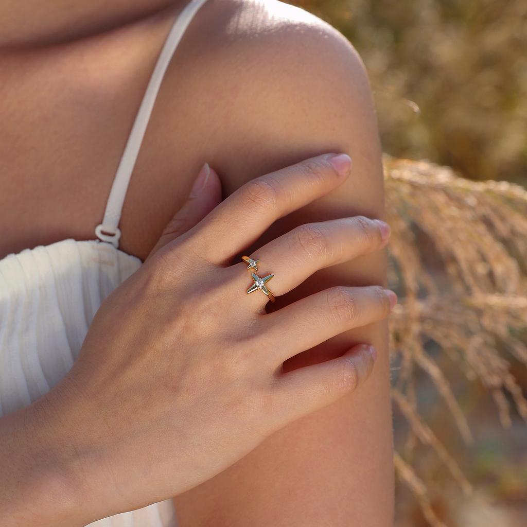 Women Trendy CZ Stone Statement Feather Metal Ring Resizable, Dainty Cubic Zirconia Open Thumb Stackable Knuckle Finger Rings