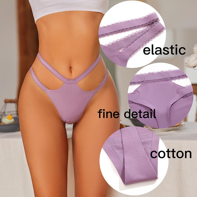 FINETOO 3Pcs/Set Women Thongs V Waist G-String Solid Color Striped Panties Female T-Back Underwear Intimate Lingerie