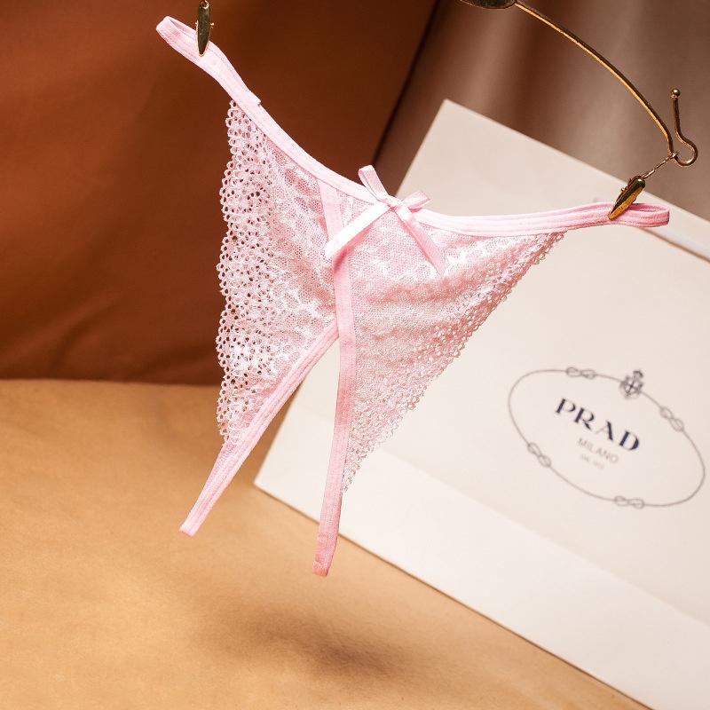 Sexy Lingerie Women's Panties Crotch Opening Transparent G-strings Leopard Print Thongs Solid Bowknot Underwear for Women Lace Pantys