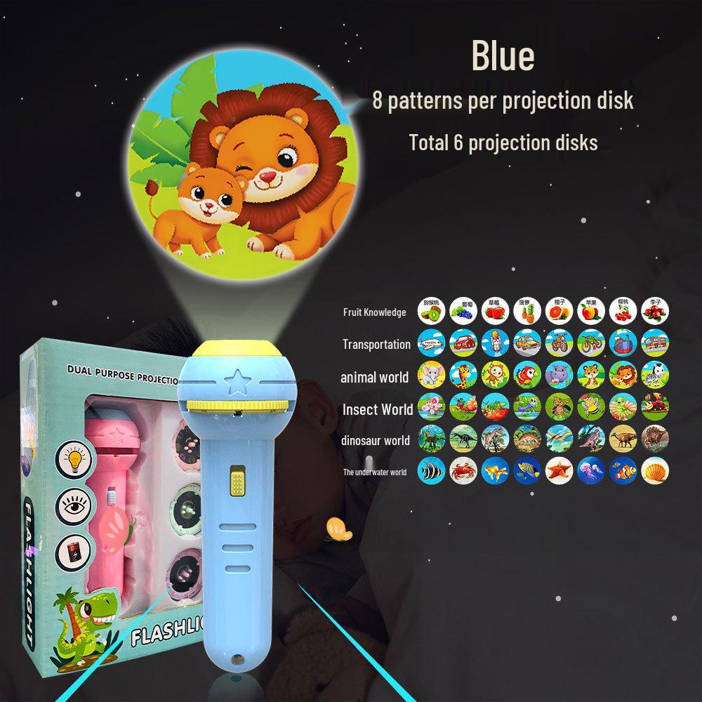 Children's Animal Projector Flashlight - Early Education Luminous Toy for Baby Picture Recognition and Cartoon Projection Gifts