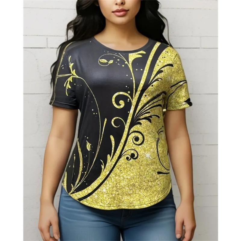 

Летний круглый вырез с принтом 3D ретро-блоков, модные повседневные женские футболки с короткими рукавами больших размеров 4XL