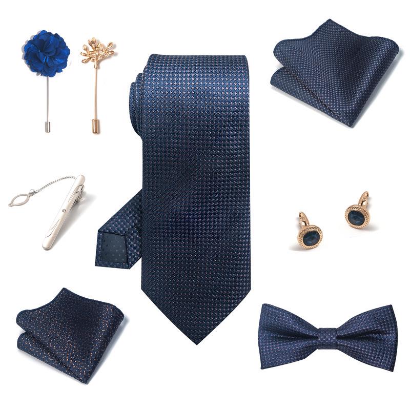 Luxury Groom Tie, Pocket Square & Boutonniere Gift Set for Weddings