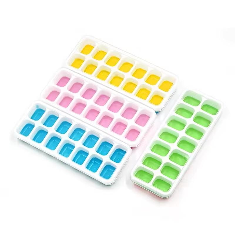 14 Cube Easy Release Ice Cube Tray Mold with Lid Silicone Square Molds Summer Kitchen Bar DIY Iced Cocktail Freeze Tool