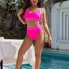 OFTBUY 2025 New Summer Sexy Sports Style High-waisted Swimsuit Women 2 Pieces Bikini Set Removable Bra Beach Swimwear Female