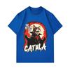 Men's 100% Cotton Crew Neck Short Sleeve T-Shirt, The Return of Catula Vampire Cat Print Casual Halloween Costume Top for Daily Wear