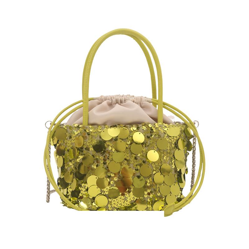 

Trendy sequined bag women s 2025 autumn new fashion hand bucket bag versatile chain crossbody shoulder bag зелёный