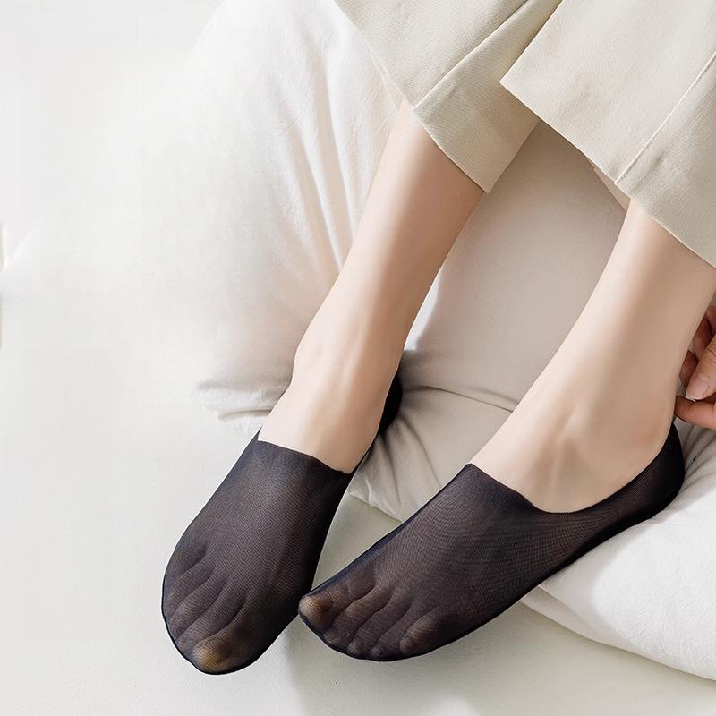 3 Pairs Women's Summer Silicone Anti Slip Socks Invisible Low Cut Boat Socks Solid Color Breathable Sock