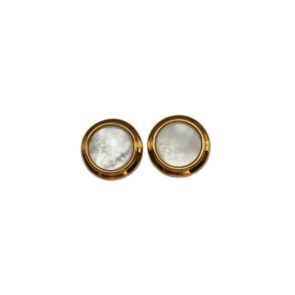Classic Round Natural Shell Stud Earrings, Fashionable, Simple and Versatile Temperament, High-end Earrings, Popular Every Year