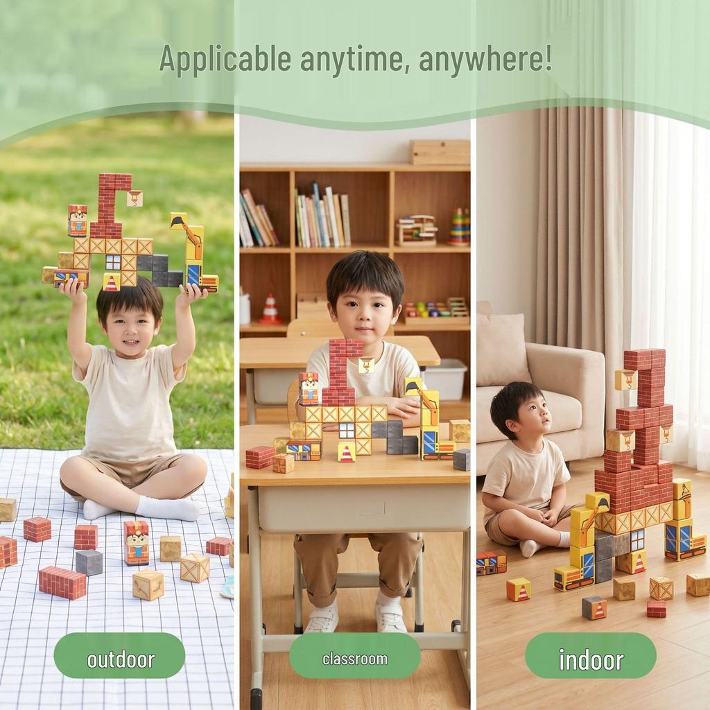Cross-Border Excavator Magnetic Building Blocks Set: Children's Educational Toy in a Portable Iron Box