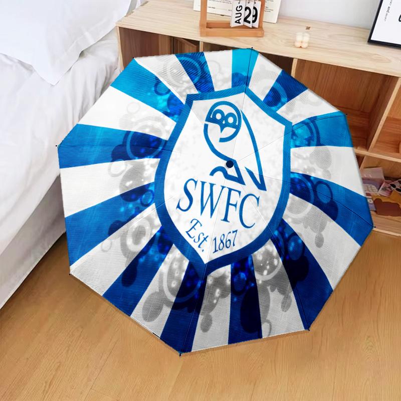 Blue Sheffield With Owl Automatic Folding Umbrella - 8-Rib Travel Umbrella with Auto Open/Close & Portable Gifts for Holidays or Birthdays