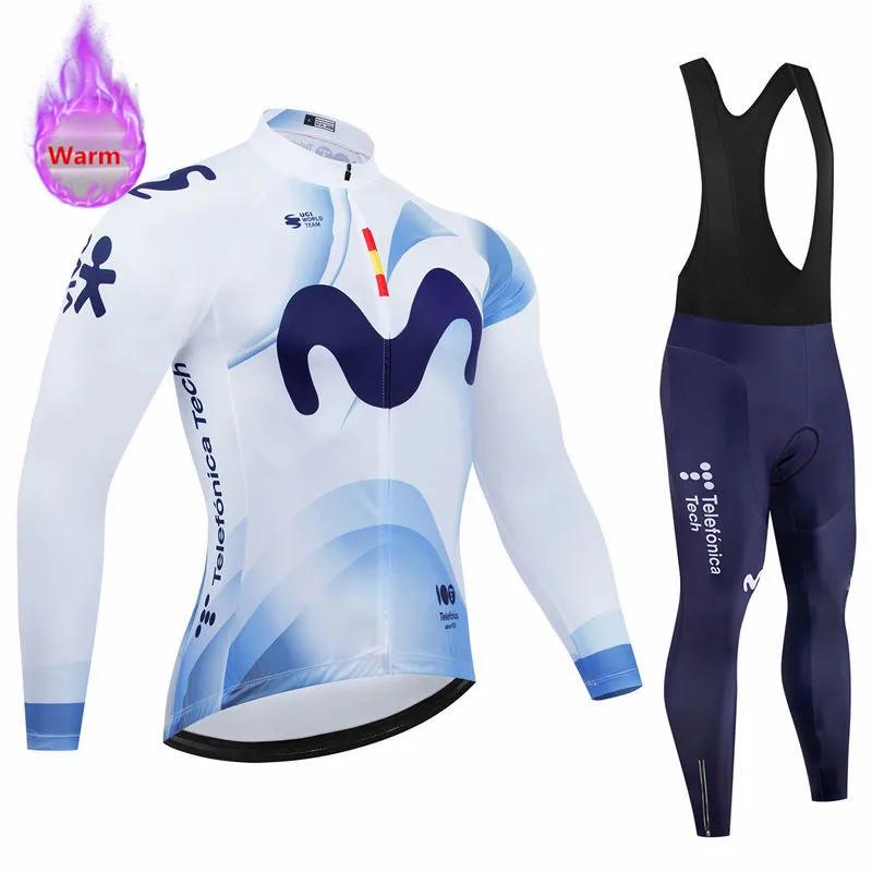 2026 Movistar Pro Winter Cycling Set Thermal Fleece Bicycle Clothing Long Sleeve Jersey Road Bike Clothes Ropa Ciclismo MTB Uniform