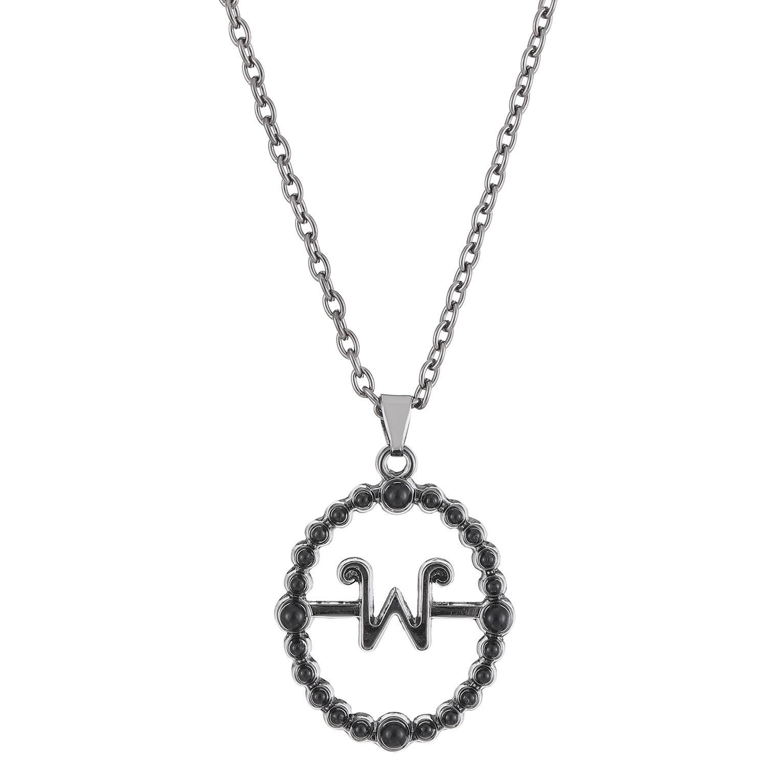 Среда Ожерелье Мужское и Женское Мода Полый Круглый Буква W Подвеска Цепочка на Ключицу Среда One Size