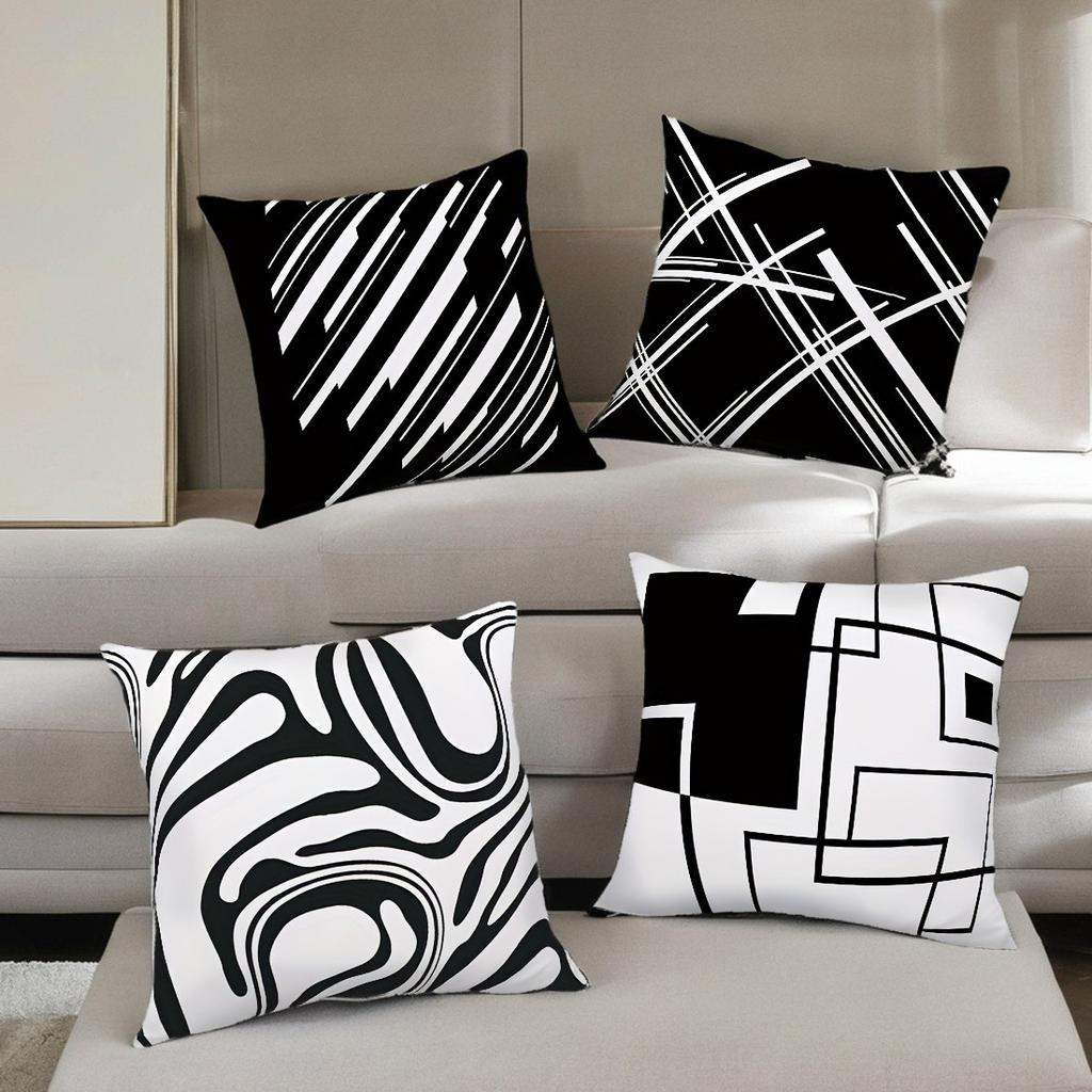 Line Geometric Decorative Pillow Cover Super Soft Polyester Material Living Room Sofa Back Car Pillow Cover Home Decoration