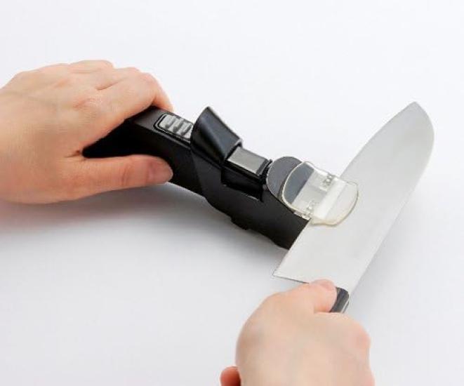 Kyocera Electric Fine Sharpener with Fine Ceramic Whetstone and Ultrasonic Vibration for Metal Gardening and Other Metal Includes Knife Requires Two