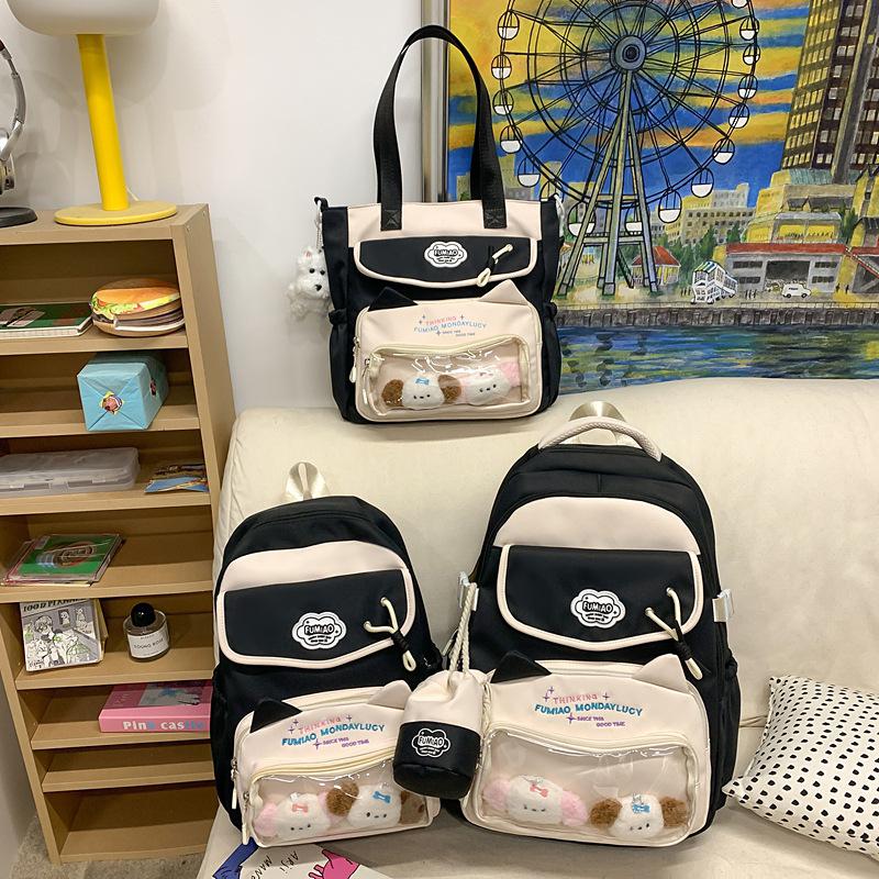 Schoolbag High Value Ins Wind School Bag Junior High School Girls Backpack High School Students Large Capacity Cute Pain Bag Dopamine Backpack
