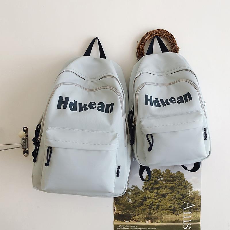 Solid Color Letter Backpack Women's Lightweight Large Capacity Backpack Student Schoolbag