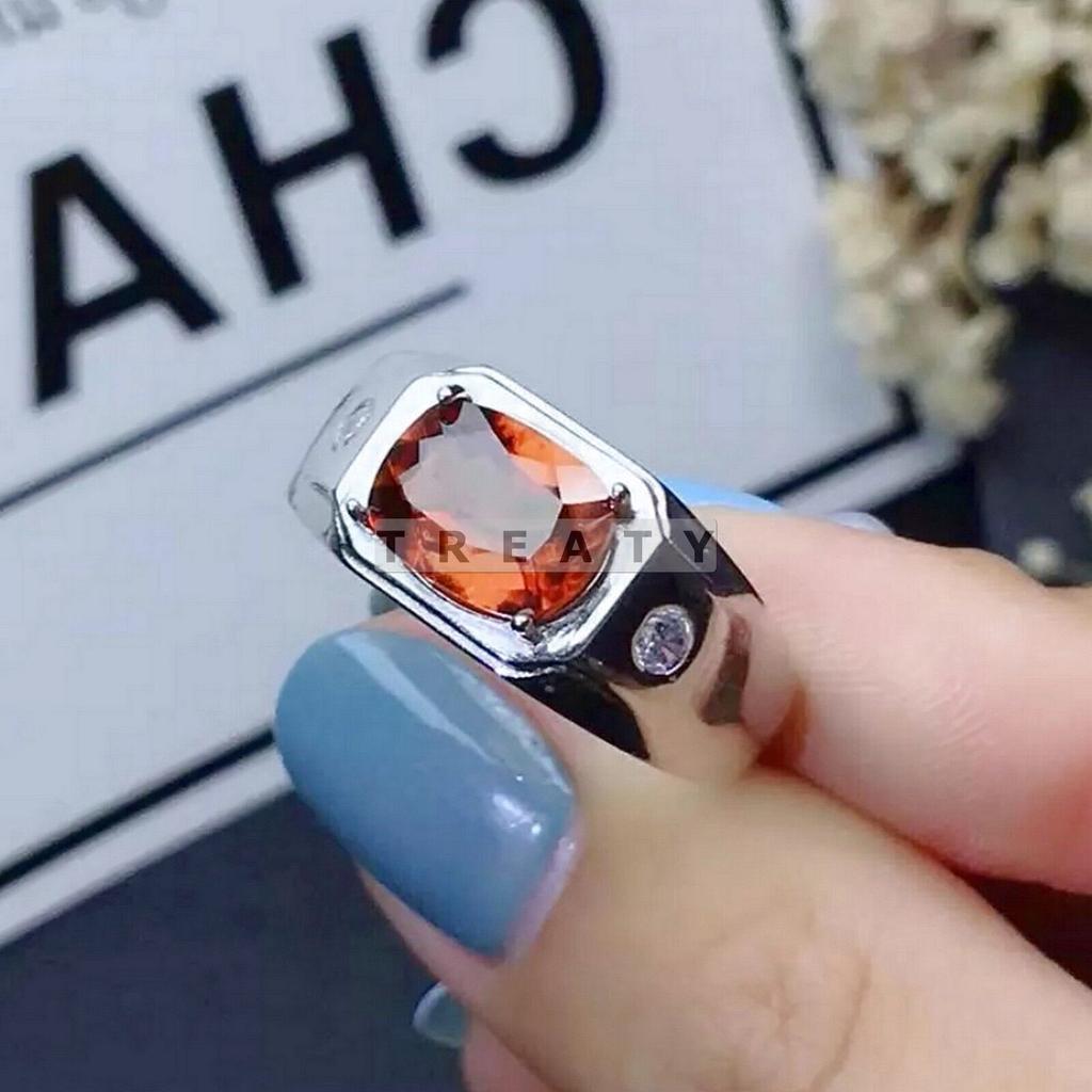 Garnet Oval Cut Gemstone With 925 Sterling Silver Ring For Men's #335 JL375732457971