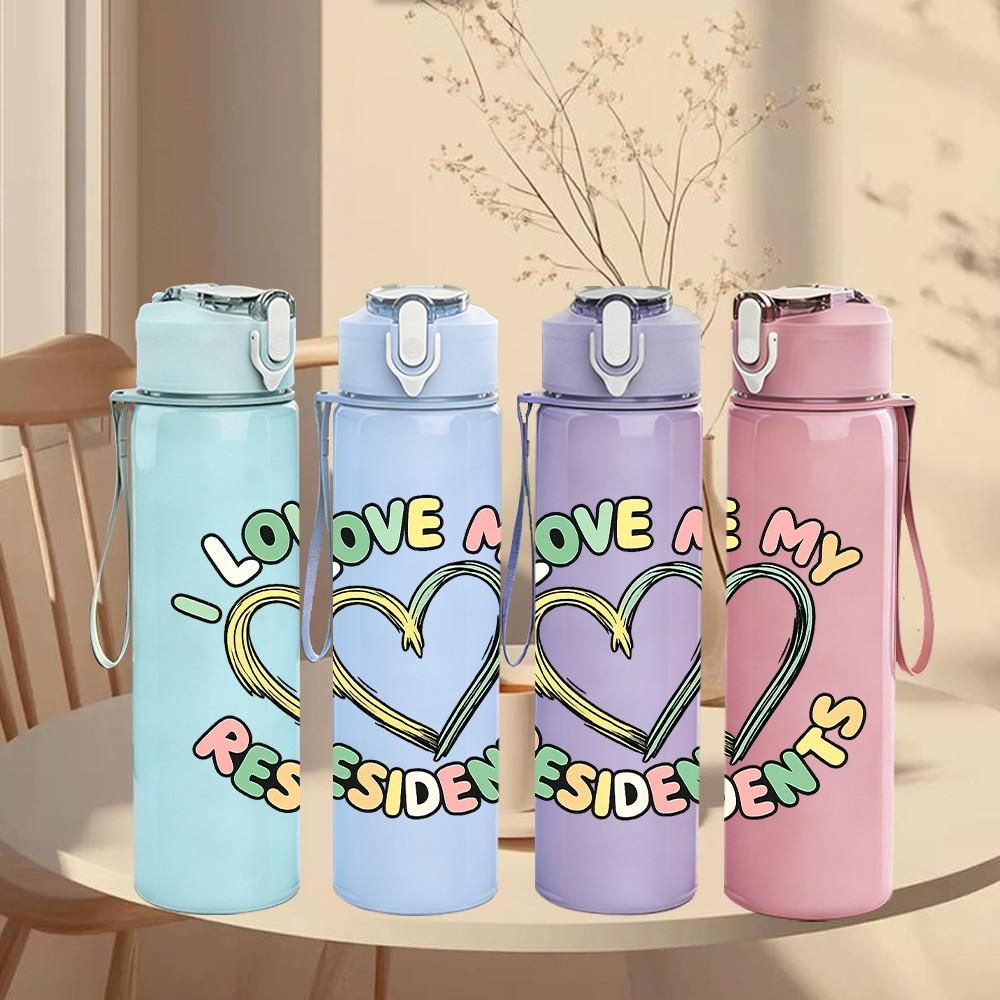 1PC Love My Rescued Heart Pet Art 750ml Color Plastic Sports Water Bottle Leakproof Flip Straw Lid Suitable for Sports Office Home Use