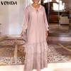 Summer Women Round Neck Long Sleeve Floral Patchwork Pleated Long Dress