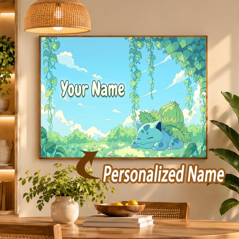 Bulbasaur Custom Name Diamond Painting Personalized 5D Full Drill DIY Diamond Art Home Decor