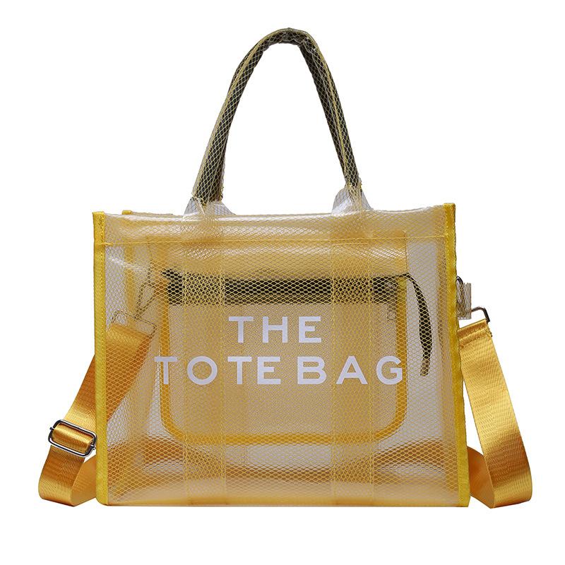 Bag female, large-capacity transparent holding bag, portable messenger jelly bag, export beach bag.
