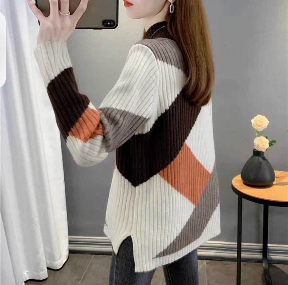 Women's Thick Warm Sweater - Autumn/Winter 2025 High Neck Loose Knit Pullover