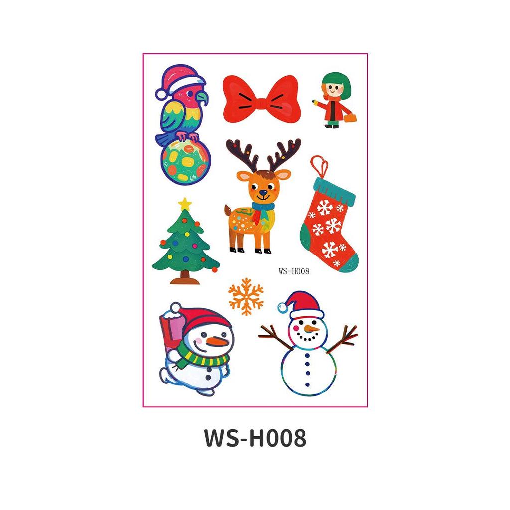 Children's Waterproof Christmas Cartoon Tattoo and Window Stickers for Parties