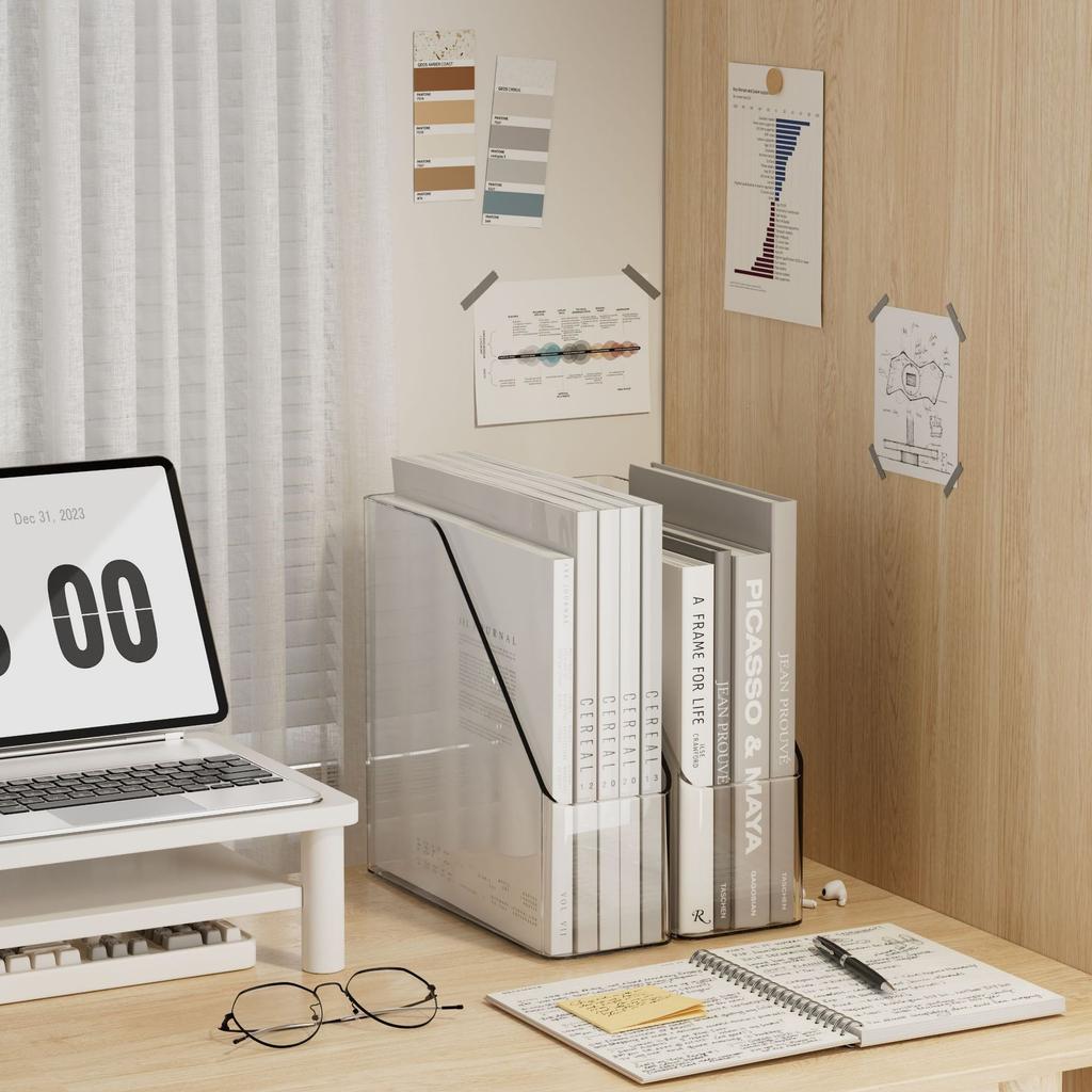 File Storage Box Dormitory Desktop Stationery File Bookstand Clear Plastic Large Capacity Book Organizing Box