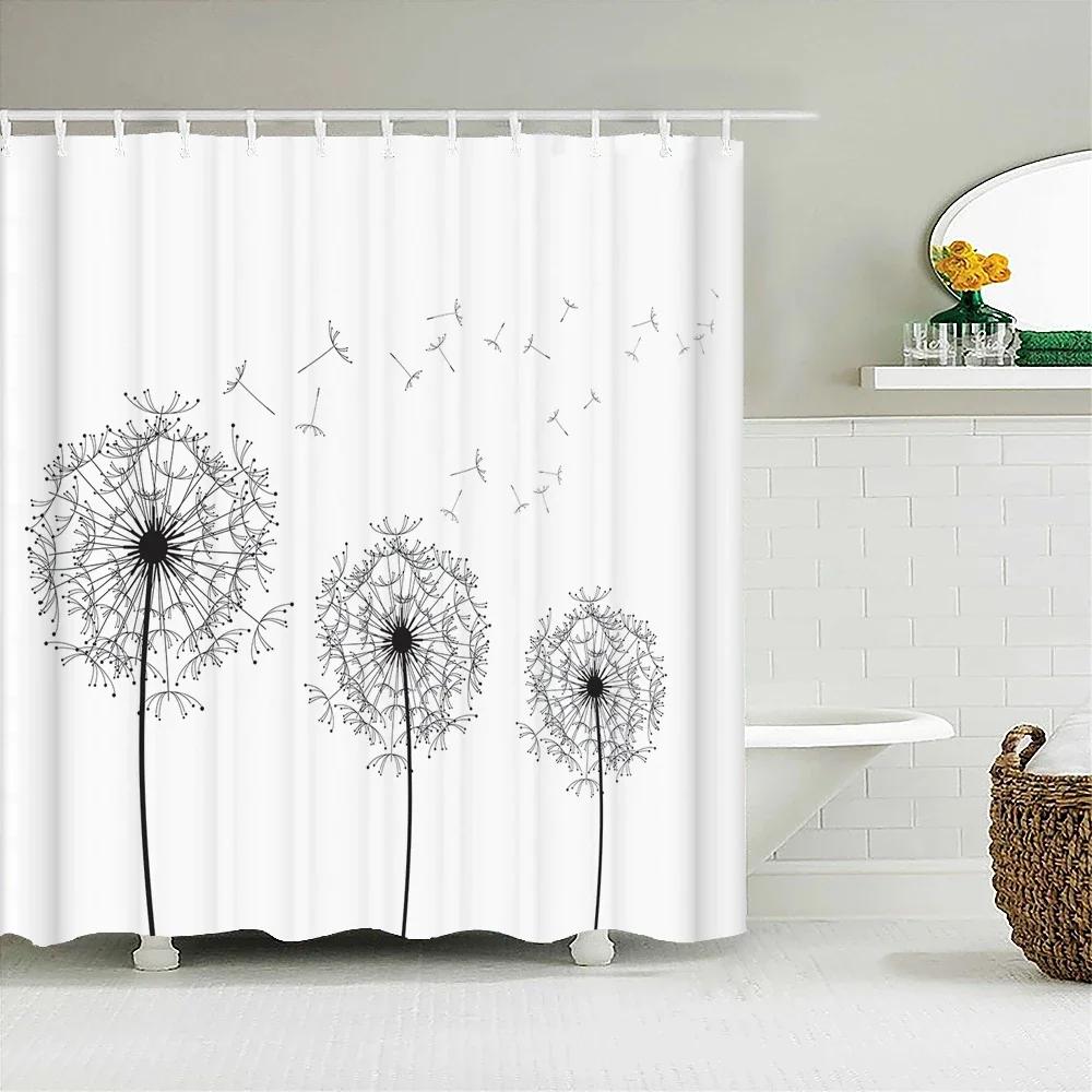 Dandelion Natural Flowers Shower Curtains Waterproof Bathroom Curtain Bath Curtain High Quality With Hooks Shower Curtain