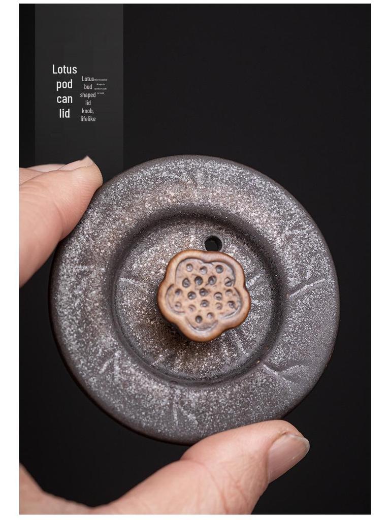 Unsealed Gilded Iron Glaze Ceramic Tea Can - Small Storage for Pu'er & White Tea