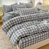 4 Piece, Cotton Bedding Set, 4 Piece Bed Sheet Comforter Set, Simple Striped Check Couple Bed Quilt Set