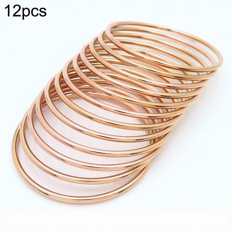 Europäischer & Amerikanischer Stil Stapelbare 3mm Edelstahl 304 Schlichte Drahtarmreifen - Mehrfarbig, Nahtlos, Einteiliges Design.