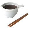 Kamoshika Douguten Natto Drumstick, Regular Size, with Stirring Stick, Bamboo, Natto Bowl, Small Bowl, Banko Ware, Made In Japan (White)