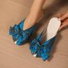 Summer Baotou Slippers Retro New Round Toe Shallow Mouth Cloth Surface Cutout Plaid Bow Soft Sole Non-slip Flats