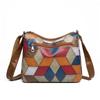 New Chinese mother messenger bag splicing contrasting colors fashionable retro multi-compartment large-capacity commuter shoulder bag