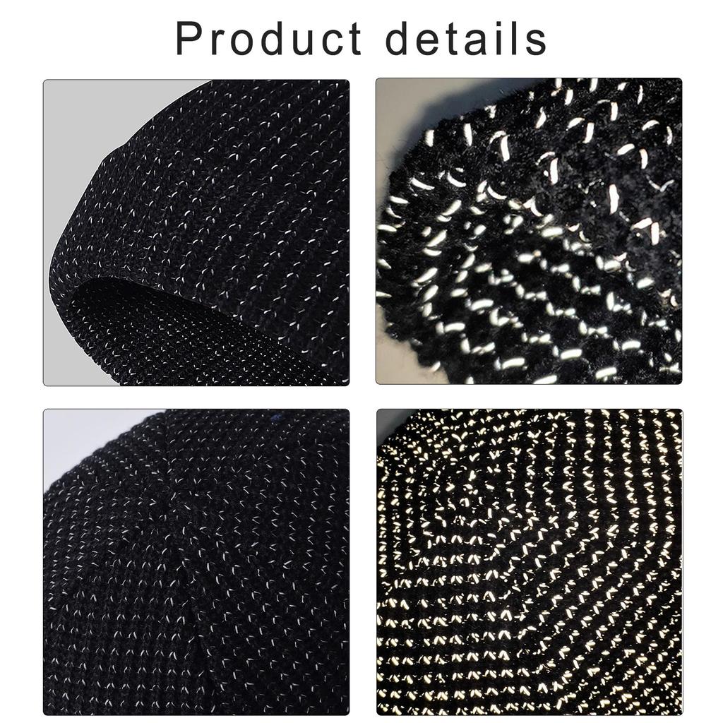 Reflective Beanie Hat Fishing Night Running Hats Outdoor Windproof Knitted Hat for Outdoor Sports and Hiking