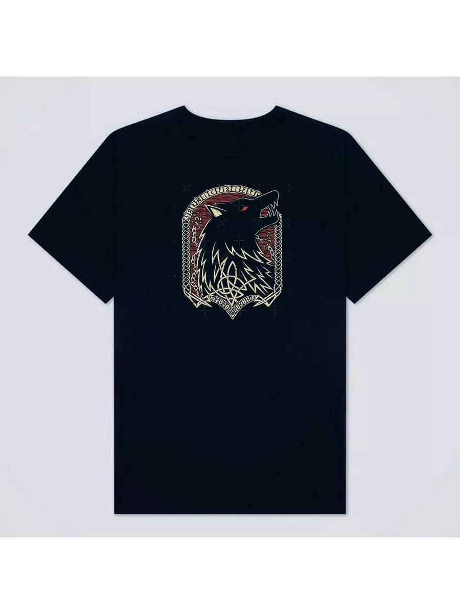 T-shirt with Wolf Totem, Amulet Runes print 3XL