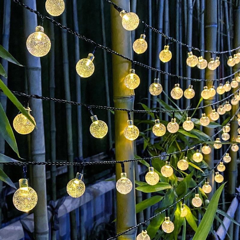 LED Solar Crystal Ball String Lights for Outdoor Camping and Tents – Fairy Bubble Lights