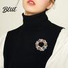 Wear-resistant Brooch Women Scarf Fastener Sparkling Rhinestones Leaves Flower Shape