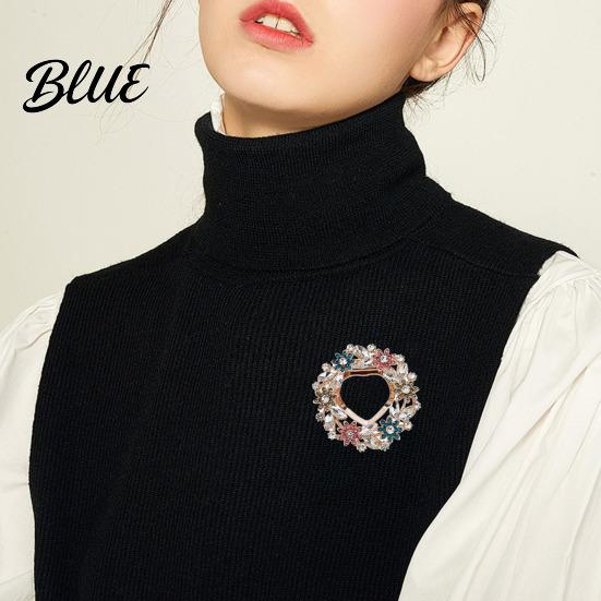 Wear-resistant Brooch Women Scarf Fastener Sparkling Rhinestones Leaves Flower Shape