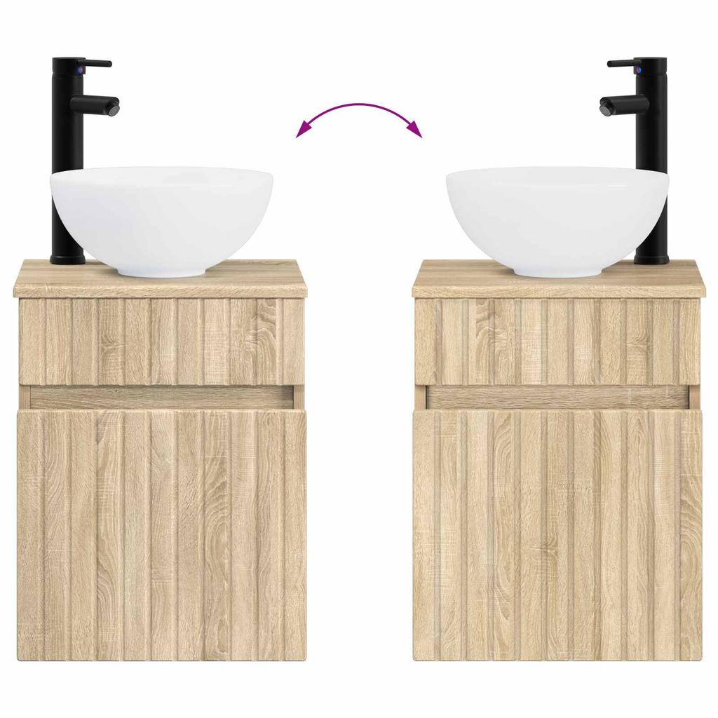 Bathroom Furniture Set 4 Pcs Sonoma Oak Engineered Wood and Glass