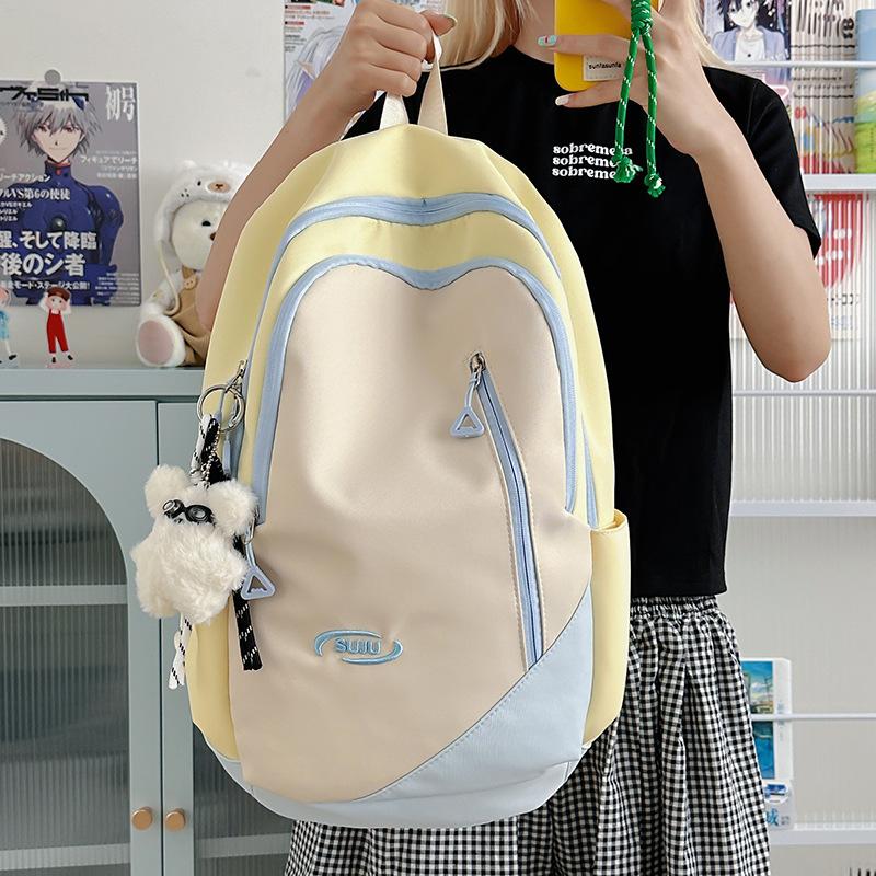 Schoolbag1011 New Simple Casual Trend Backpack Junior High School Student School Bag Female Class Large Capacity Backpack