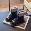 Girls Short Boots Turned-over Edge Plush Retro Winter Children Warm Boots Front Zipper Kids Fashion Boots Anti-Slippery 2024 New