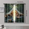 2pc,  Party Curtain Forest scene camping Machine Washable Fabric,Without Electricity Festive Backdrops Use for College dormitory
