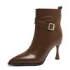 Fashion 2024 High Quality Ladies Shoes Side Zipper Women's Boots Fashion Belt Buckle Office and Career Sexy Pointed Toe Ankle Boots