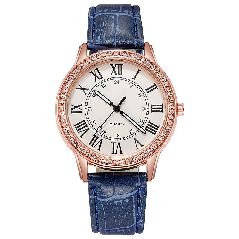 Stylish And Simple Roman Numeral Belt With Diamond Luminous Watch Women'S Quartz Watch